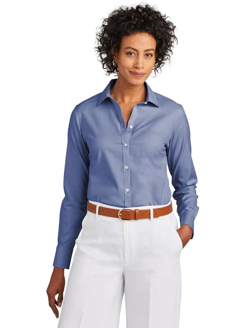 Brooks Brothers Women’s Wrinkle-Free Stretch Pinpoint Shirt with custom logo embroidery