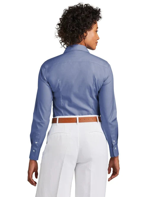 Brooks Brothers Women’s Wrinkle-Free Stretch Pinpoint Shirt with custom logo embroidery