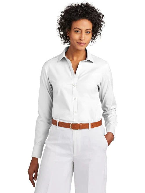 Brooks Brothers Women’s Wrinkle-Free Stretch Pinpoint Shirt with custom logo embroidery