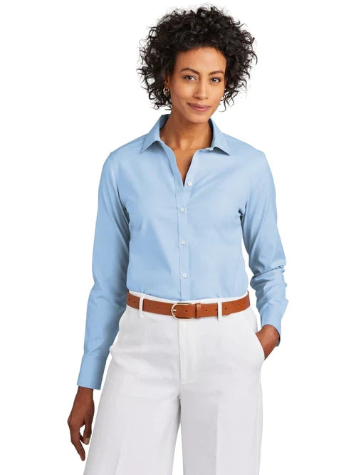 Brooks Brothers Women’s Wrinkle-Free Stretch Pinpoint Shirt with custom logo embroidery