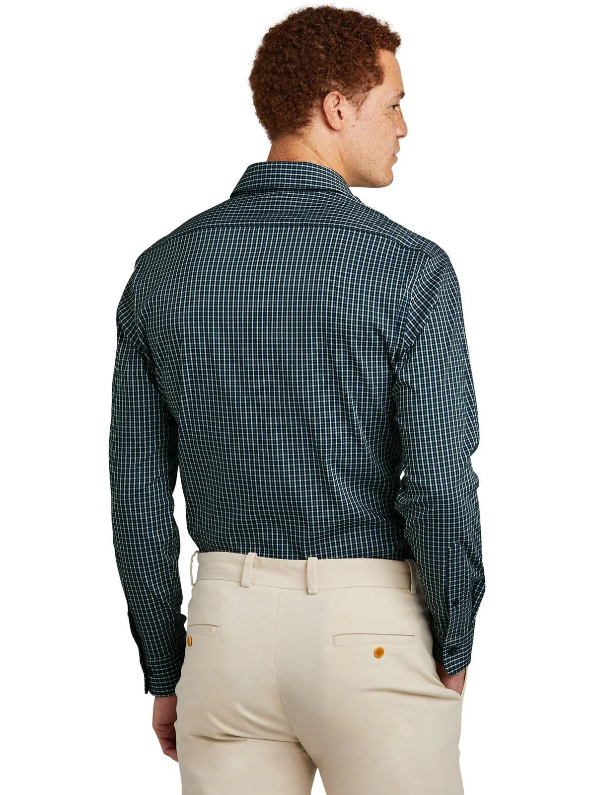 Brooks Brothers Tech Stretch Patterned Shirt with custom logo embroidery