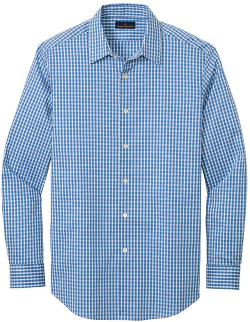 Brooks Brothers Tech Stretch Patterned Shirt with custom logo embroidery