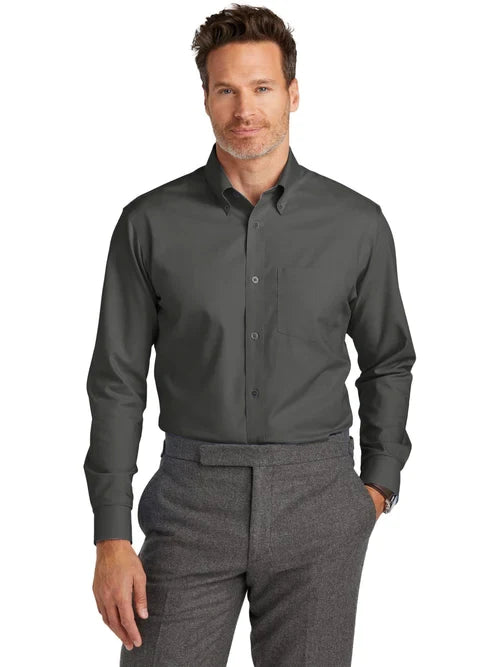 Brooks Brothers Wrinkle-Free Stretch Nailhead Shirt with custom logo embroidery