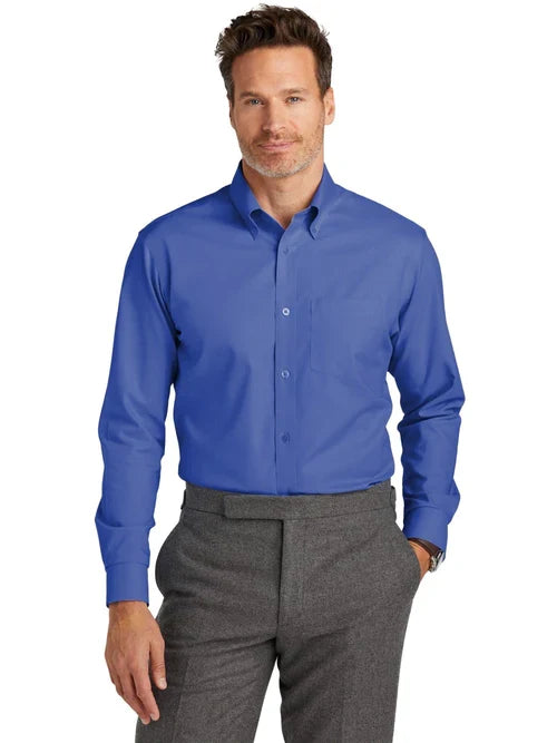 Brooks Brothers Wrinkle-Free Stretch Nailhead Shirt with custom logo embroidery
