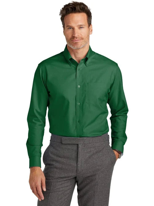 Brooks Brothers Wrinkle-Free Stretch Nailhead Shirt with custom logo embroidery