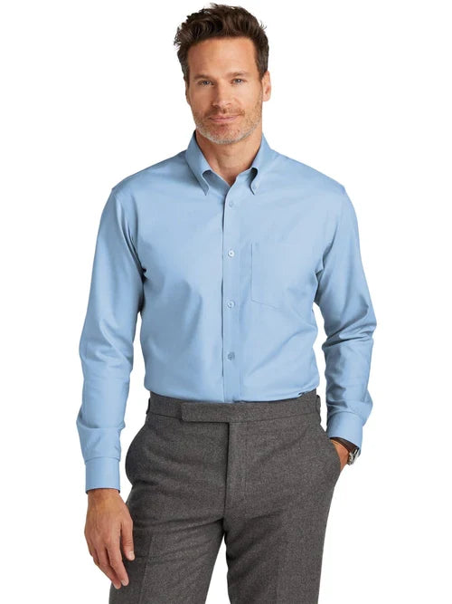 Brooks Brothers Wrinkle-Free Stretch Nailhead Shirt with custom logo embroidery