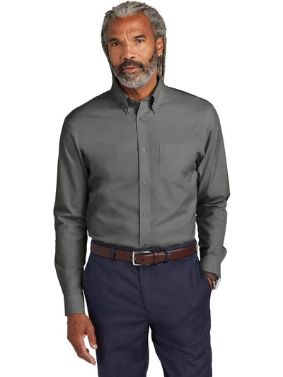 Brooks Brothers Wrinkle-Free Stretch Pinpoint Shirt with custom logo embroidery