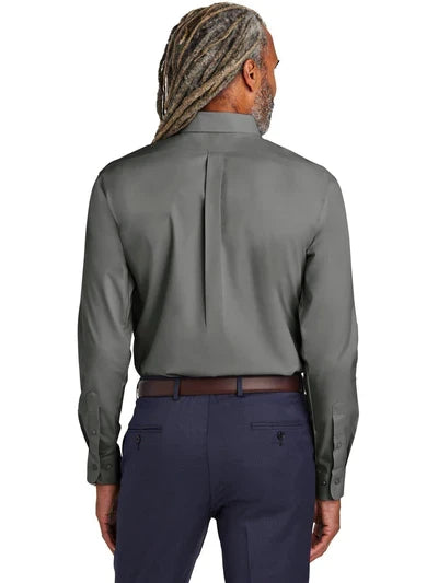 Brooks Brothers Wrinkle-Free Stretch Pinpoint Shirt with custom logo embroidery
