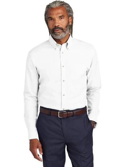 Brooks Brothers Wrinkle-Free Stretch Pinpoint Shirt with custom logo embroidery