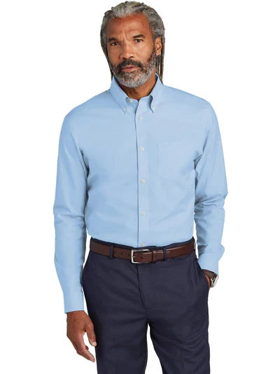 Brooks Brothers Wrinkle-Free Stretch Pinpoint Shirt with custom logo embroidery