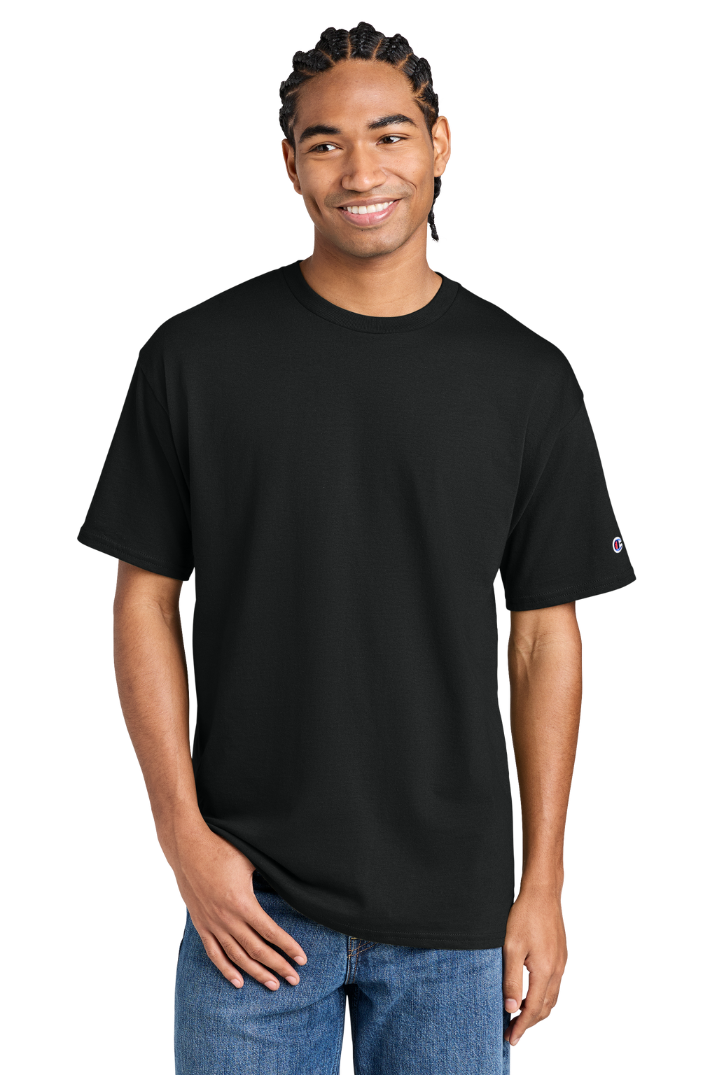 Champion Jersey Short Sleeve Tee with custom logo embroidery