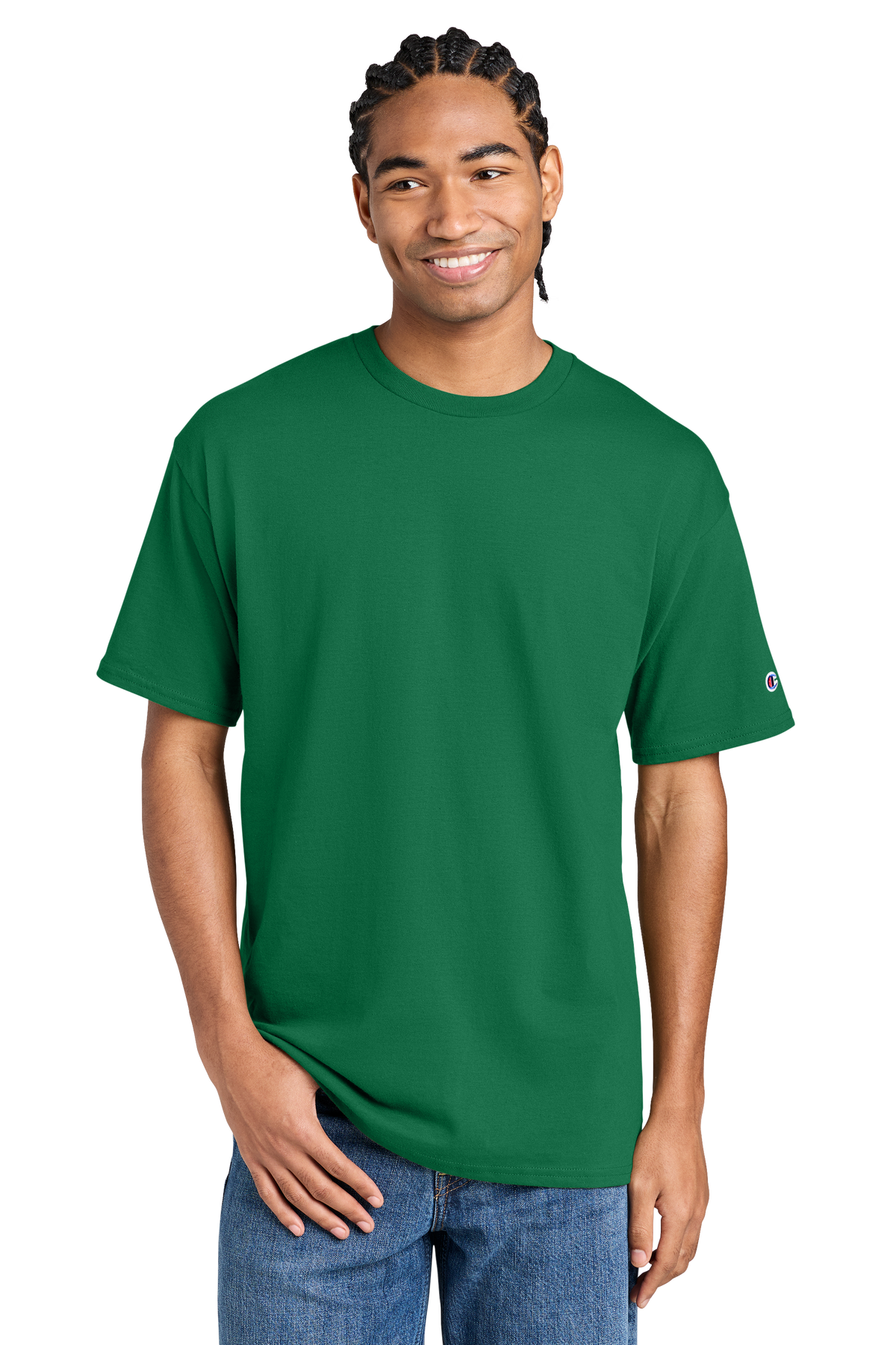 Champion Jersey Short Sleeve Tee with custom logo embroidery