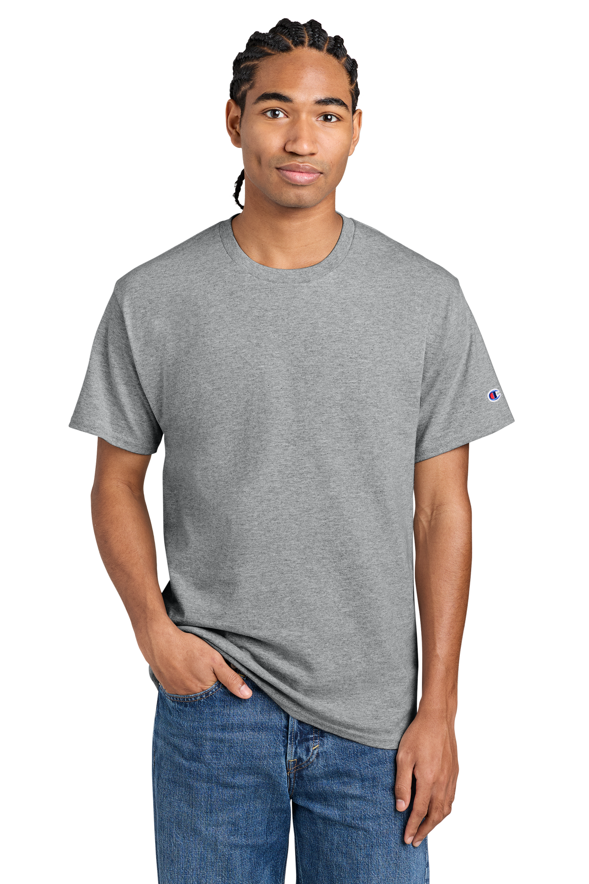 Champion Jersey Short Sleeve Tee with custom logo embroidery