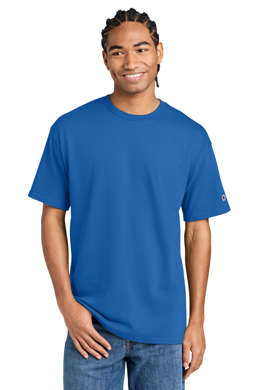 Champion Jersey Short Sleeve Tee with custom logo embroidery