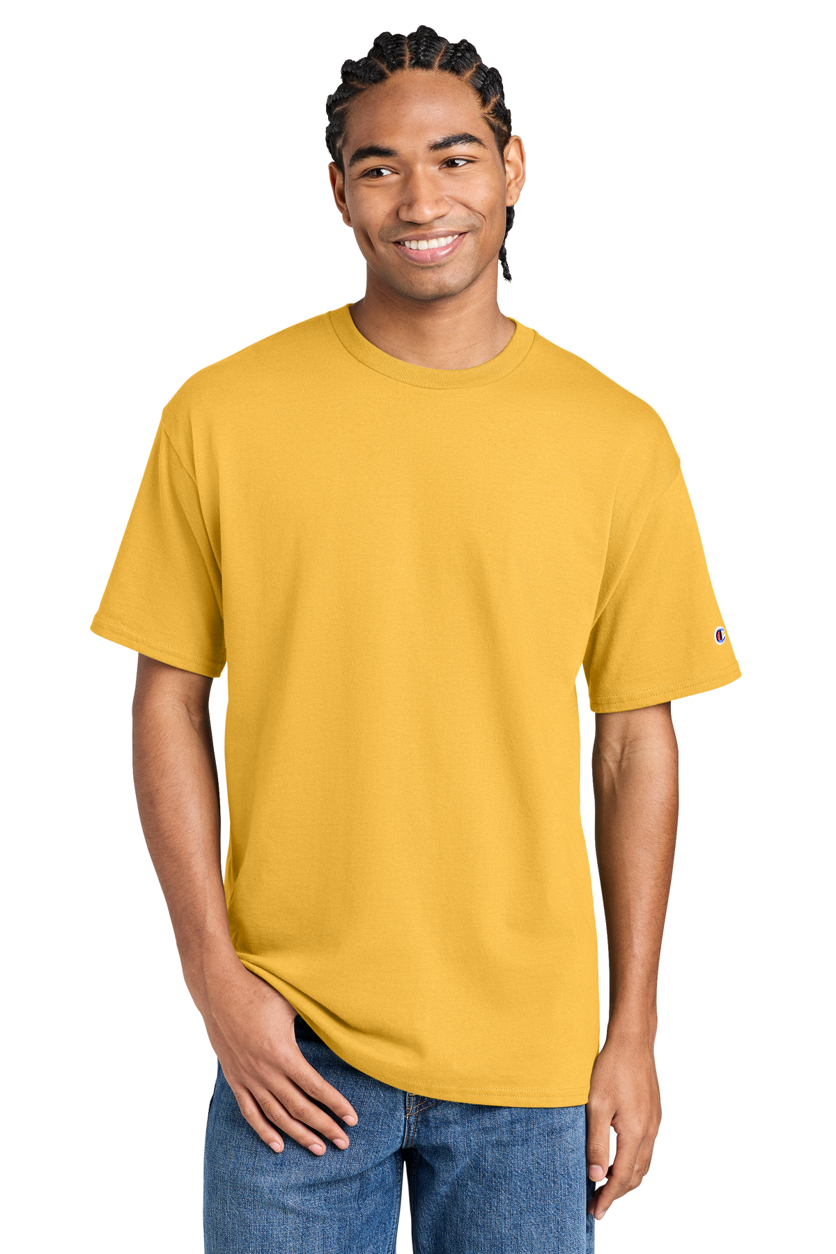 Champion Jersey Short Sleeve Tee with custom logo embroidery