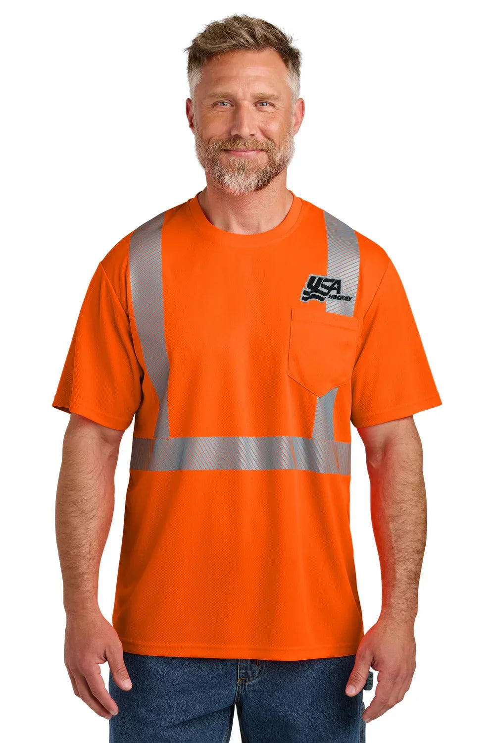 CornerStone ANSI 107 Class 2 Segmented Tape Tee with custom logo embroidery