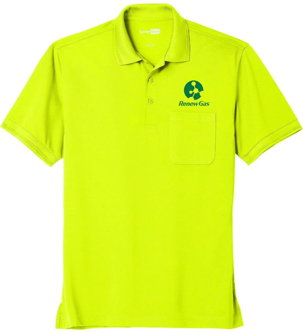 CornerStone Industrial Snag-Proof Pique Pocket Polo with custom logo embroidery