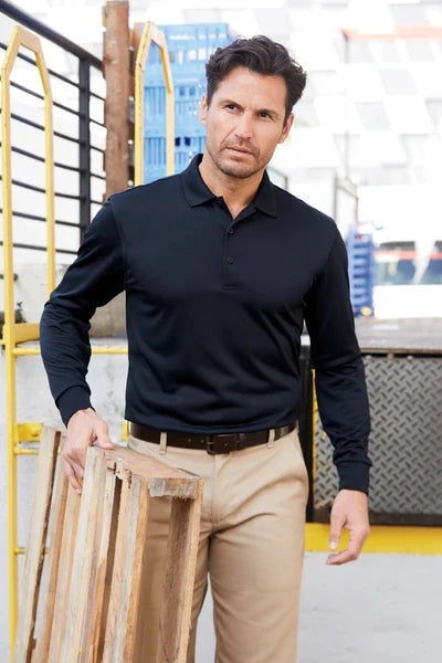 CornerStone Select Snag-Proof Long Sleeve Polo with custom logo embroidery