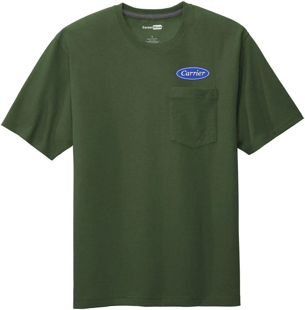 CornerStone Workwear Pocket Tee with custom logo embroidery