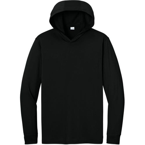 CornerStone Workwear Pro Long Sleeve Hooded Tee with custom logo embroidery