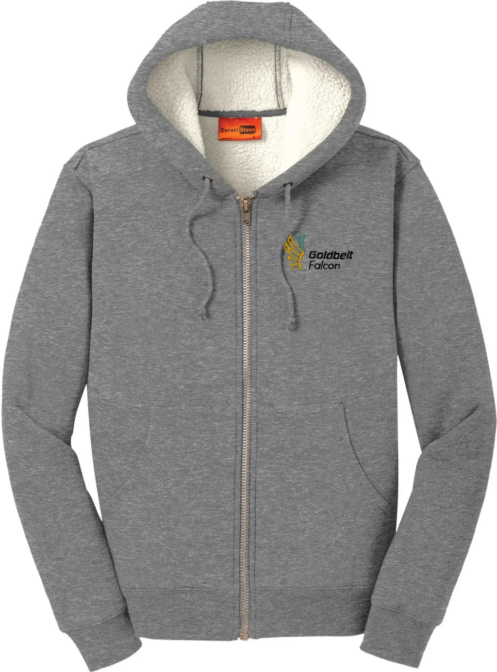CornerStone Heavyweight Sherpa-Lined Hooded Fleece Jacket with custom logo embroidery