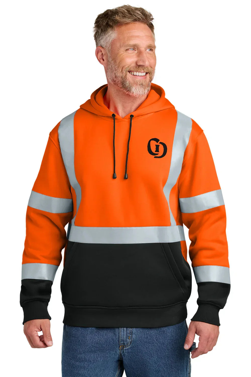 CornerStone ANSI 107 Class 3 Heavy-Duty Fleece Pullover Hoodie with custom logo embroidery