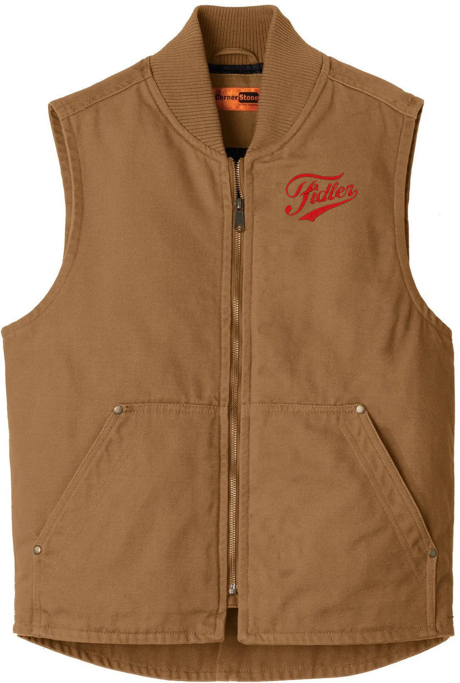 CornerStone Washed Duck Cloth Vest with custom logo embroidery