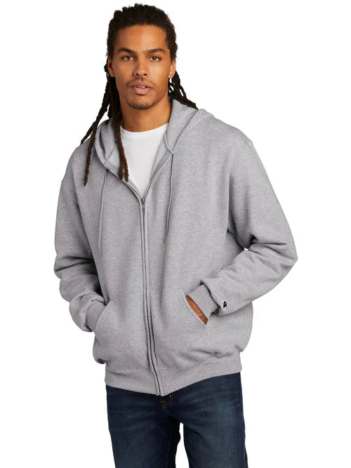 Champion Powerblend Full-Zip Hoodie with custom logo embroidery