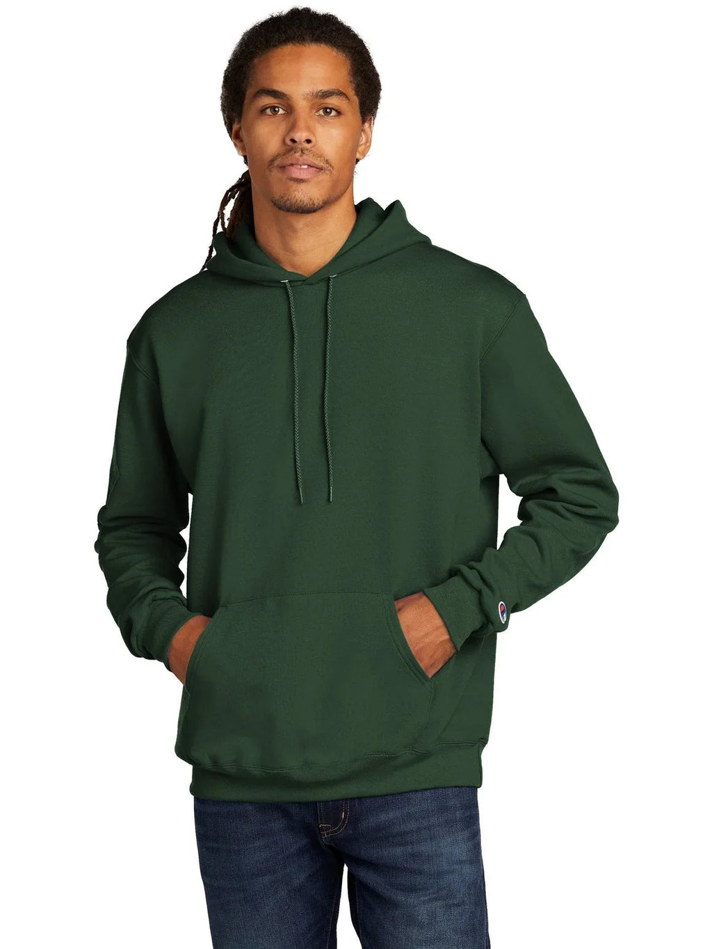 Champion Powerblend Pullover Hoodie with custom logo embroidery
