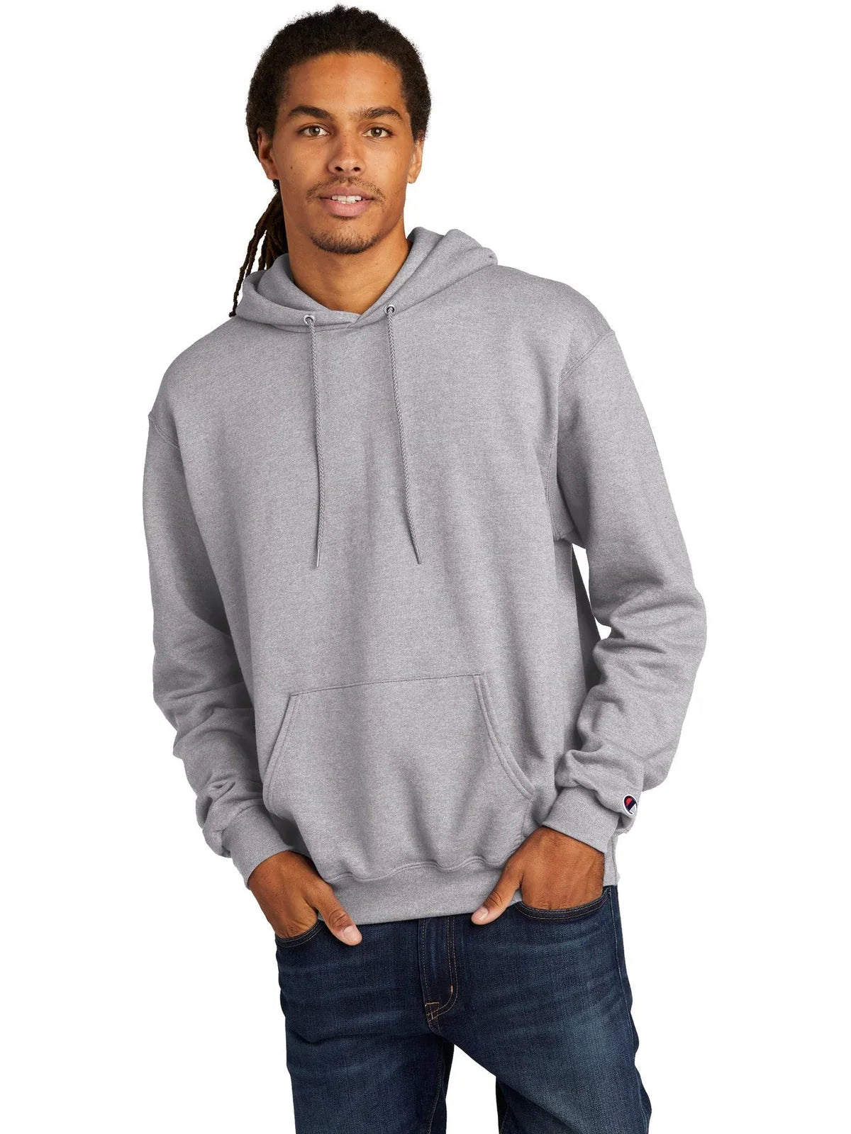 Champion Powerblend Pullover Hoodie with custom logo embroidery