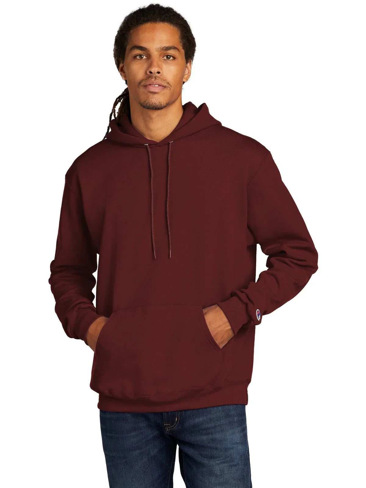 Champion Powerblend Pullover Hoodie with custom logo embroidery