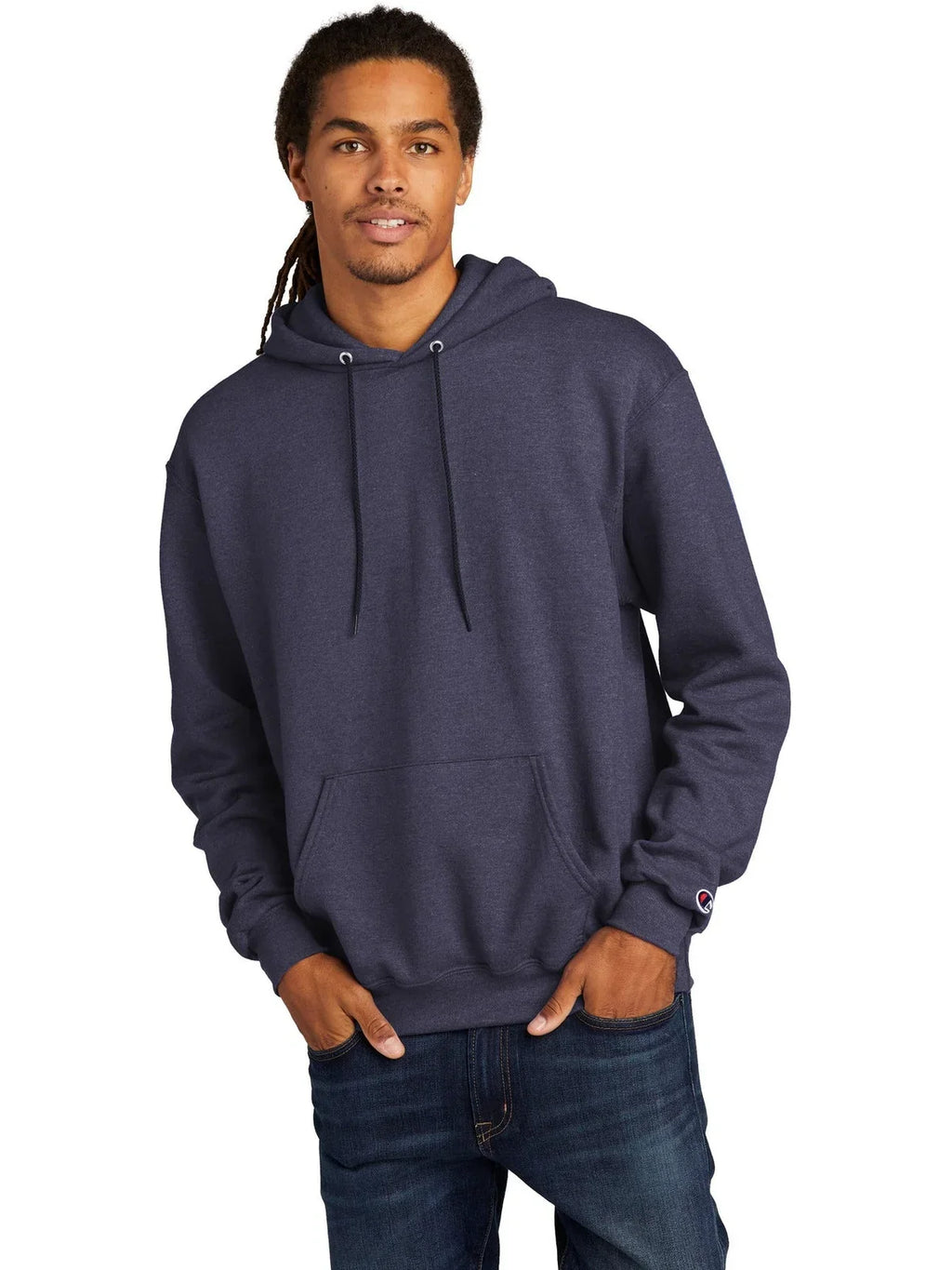 Champion Powerblend Pullover Hoodie with custom logo embroidery