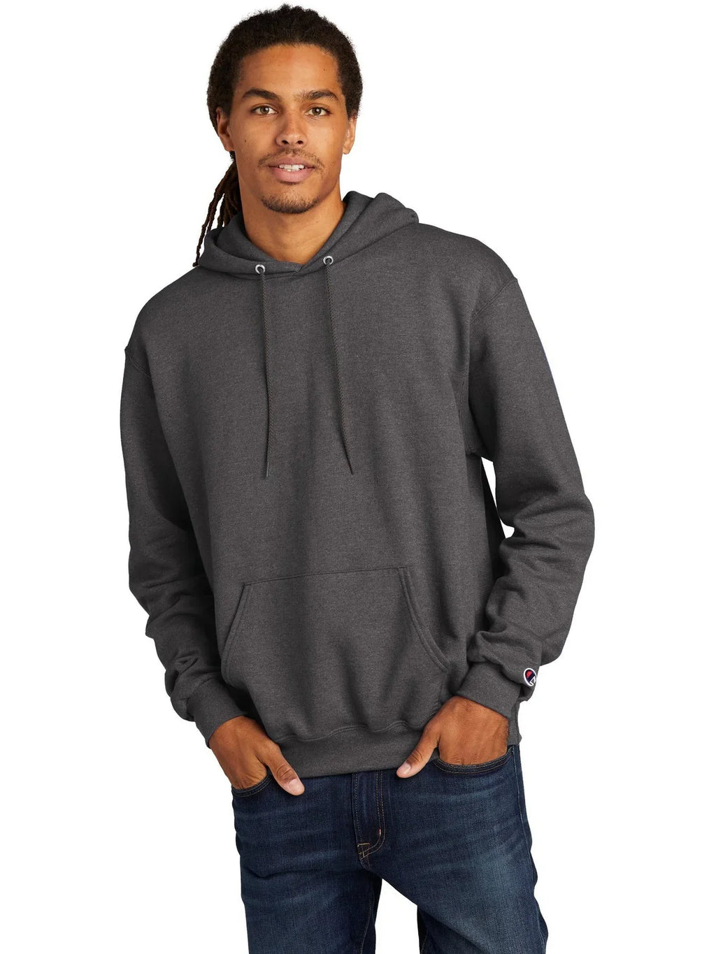 Champion Powerblend Pullover Hoodie with custom logo embroidery