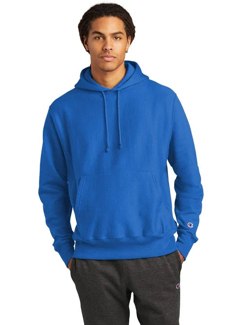 Champion Reverse Weave Hooded Sweatshirt with custom logo embroidery