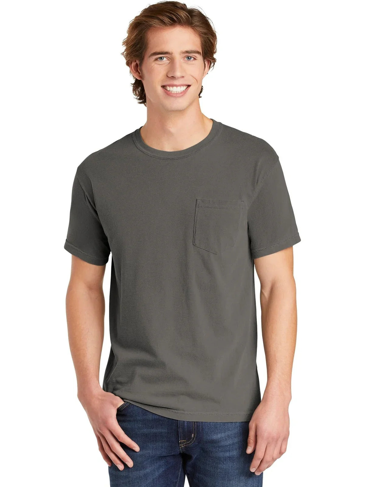Comfort Colors Heavyweight Ring Spun Pocket Tee with custom logo embroidery