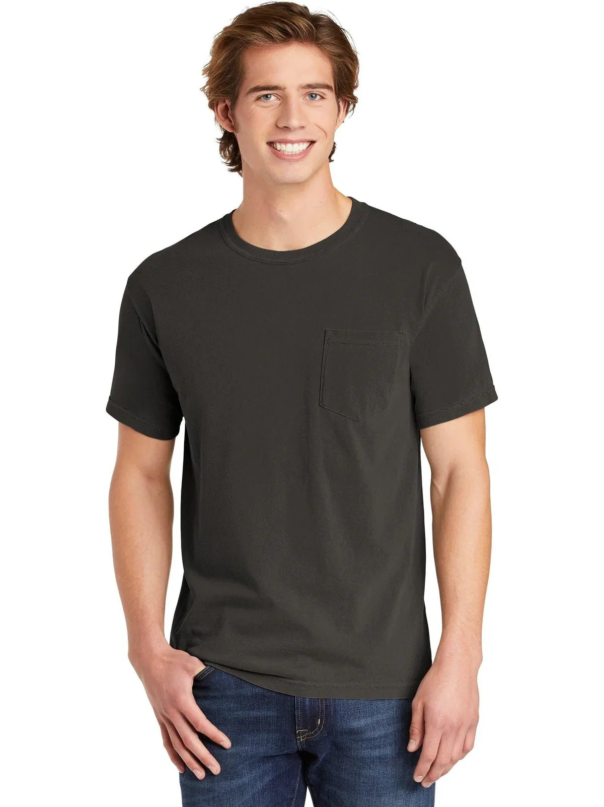 Comfort Colors Heavyweight Ring Spun Pocket Tee with custom logo embroidery
