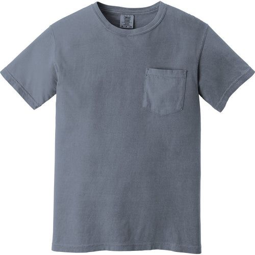 Comfort Colors Heavyweight Ring Spun Pocket Tee with custom logo embroidery