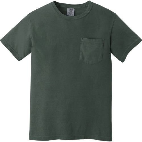 Comfort Colors Heavyweight Ring Spun Pocket Tee with custom logo embroidery