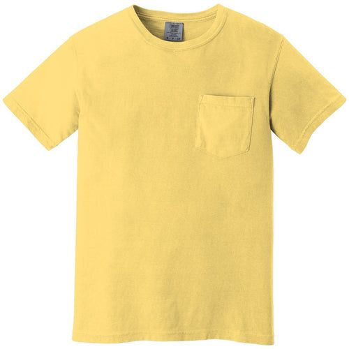 Comfort Colors Heavyweight Ring Spun Pocket Tee with custom logo embroidery