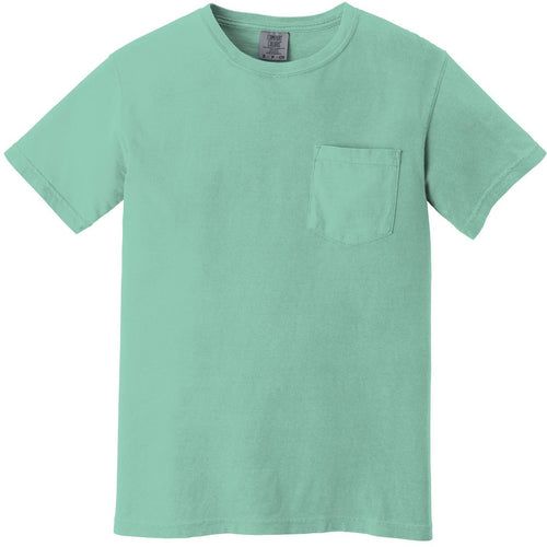 Comfort Colors Heavyweight Ring Spun Pocket Tee with custom logo embroidery