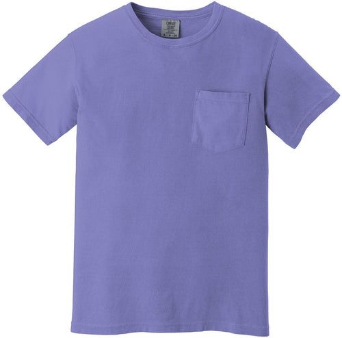 Comfort Colors Heavyweight Ring Spun Pocket Tee with custom logo embroidery