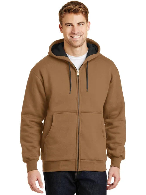 CornerStone Heavyweight Full-Zip Hooded Sweatshirt with Thermal Lining with custom logo embroidery