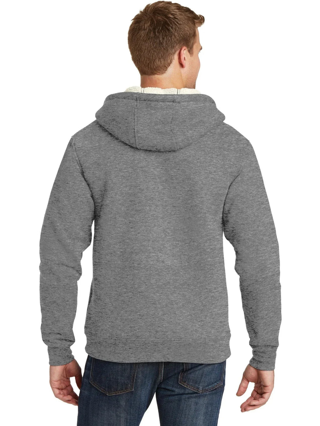 CornerStone Heavyweight Sherpa-Lined Hooded Fleece Jacket with custom logo embroidery