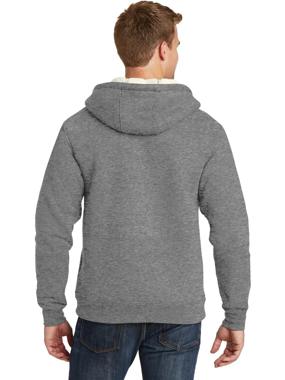 CornerStone Heavyweight Sherpa-Lined Hooded Fleece Jacket with custom logo embroidery