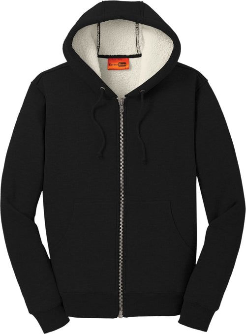 CornerStone Heavyweight Sherpa-Lined Hooded Fleece Jacket with custom logo embroidery