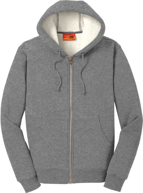 CornerStone Heavyweight Sherpa-Lined Hooded Fleece Jacket with custom logo embroidery