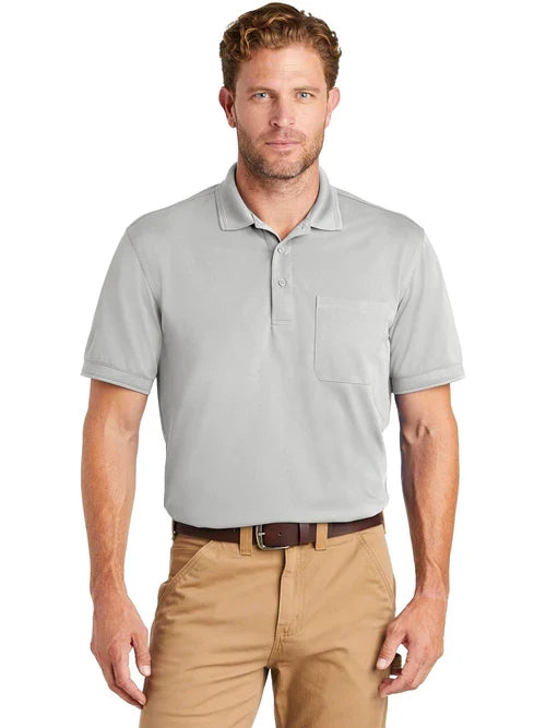 CornerStone Industrial Snag-Proof Pique Pocket Polo with custom logo embroidery