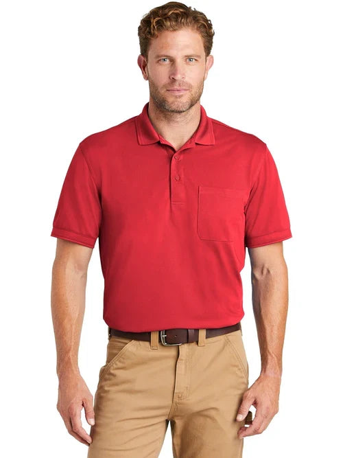 CornerStone Industrial Snag-Proof Pique Pocket Polo with custom logo embroidery