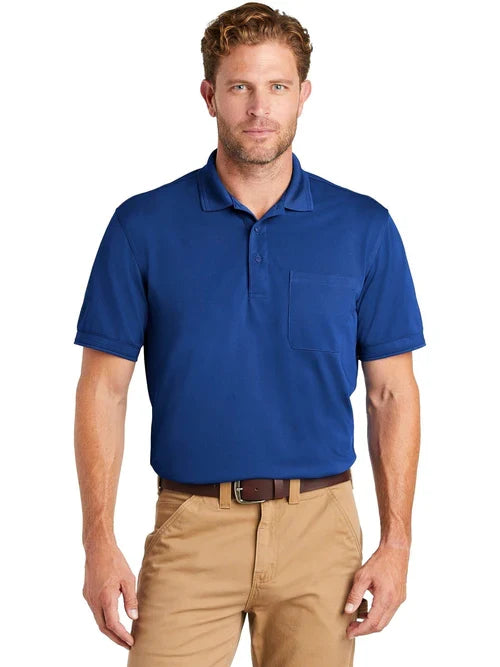 CornerStone Industrial Snag-Proof Pique Pocket Polo with custom logo embroidery