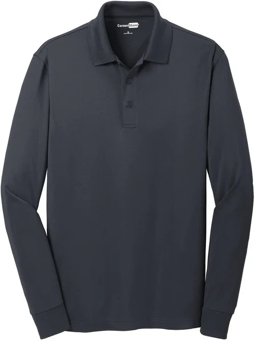 CornerStone Select Snag-Proof Long Sleeve Polo with custom logo embroidery